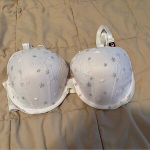 White Bra with Silver Star Pattern